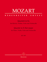 MOZART: PIANO QUARTET IN E FLAT MAJOR K. 493, SCORE AND PARTS
