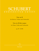 SCHUBERT: TRIO IN B FLAT MAJOR D 898 OP. 99, SCORE AND PARTS