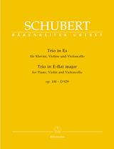 SCHUBERT: TRIO IN E FLAT MAJOR D 929 OP. 100, SCORE AND PARTS