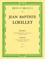 LOEILLET: NINE SONATAS FOR TREBLE RECORDER (FLUTE, VIOLIN, OBOE) AND BC, VOL 1