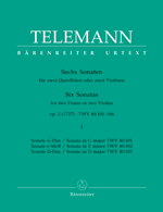 TELEMANN: 6 SONATAS FOR 2 FLUTES OR TWO VIOLINS OP. 2, VOL. 1